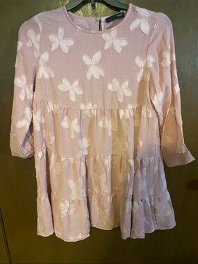 Blush Pink Tiered Floral Babydoll Dress